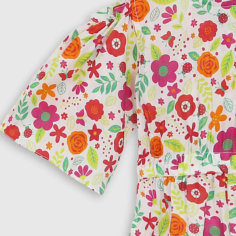 Fashion All Over Digital Printed Soft Cotton Frill Jumpsuit