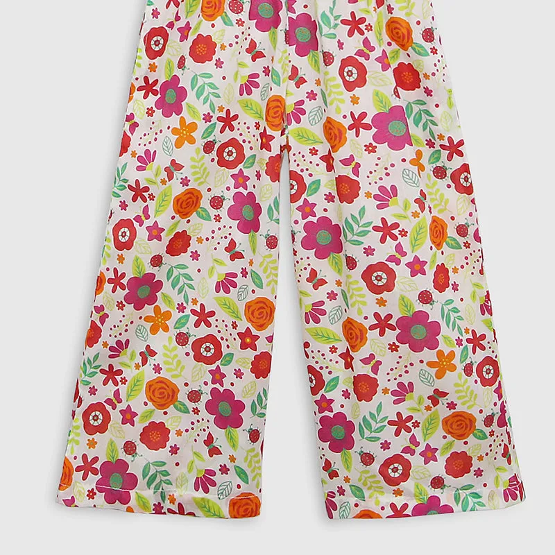 Fashion All Over Digital Printed Soft Cotton Frill Jumpsuit