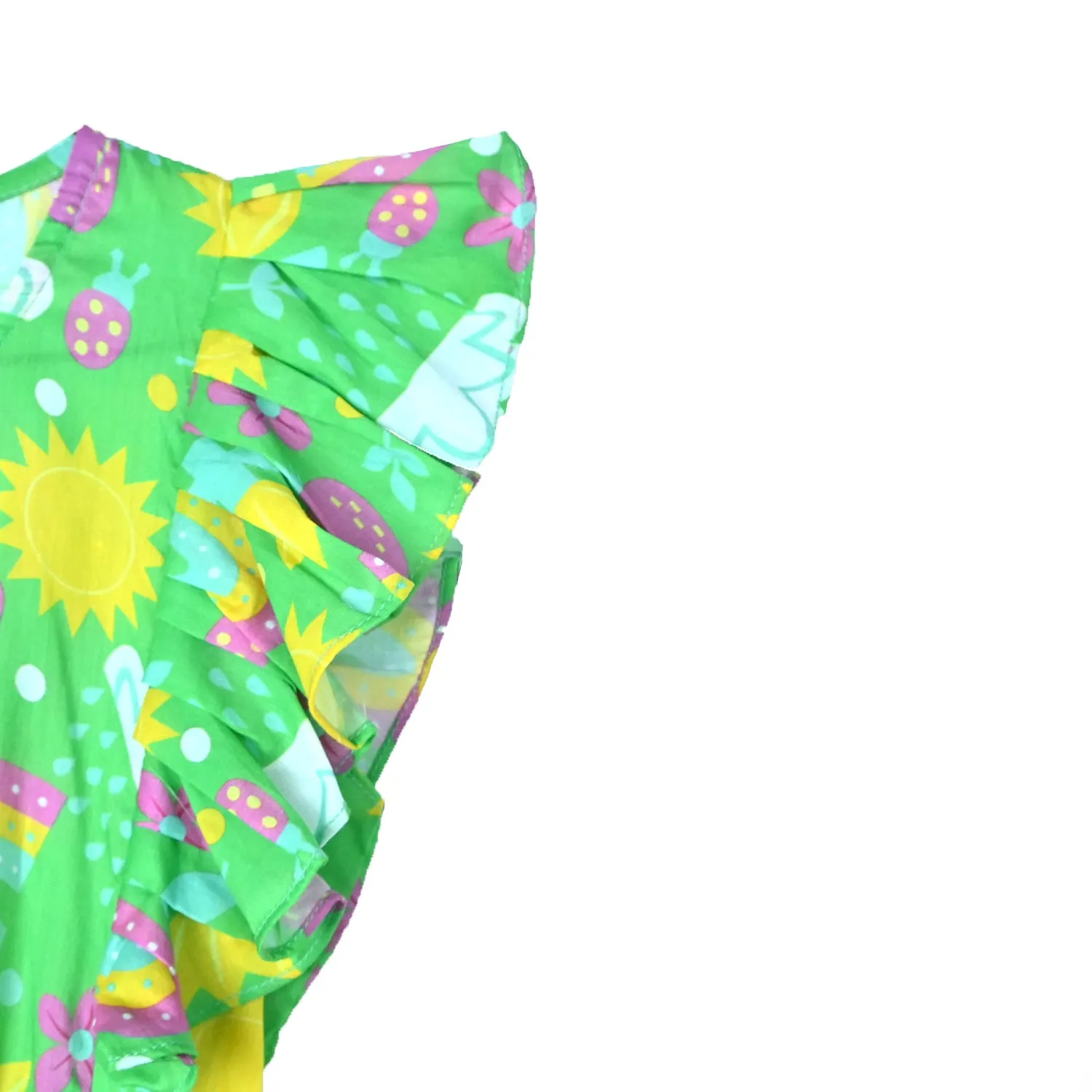 Fashion All Over Digital Printed Soft Cotton Frill Jumpsuit