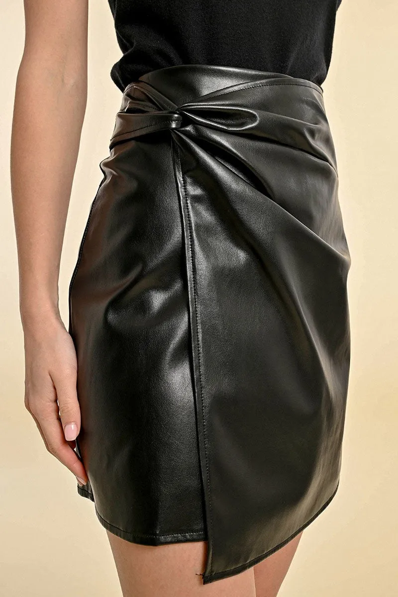 FAUX DRAPED MINI SKIRT