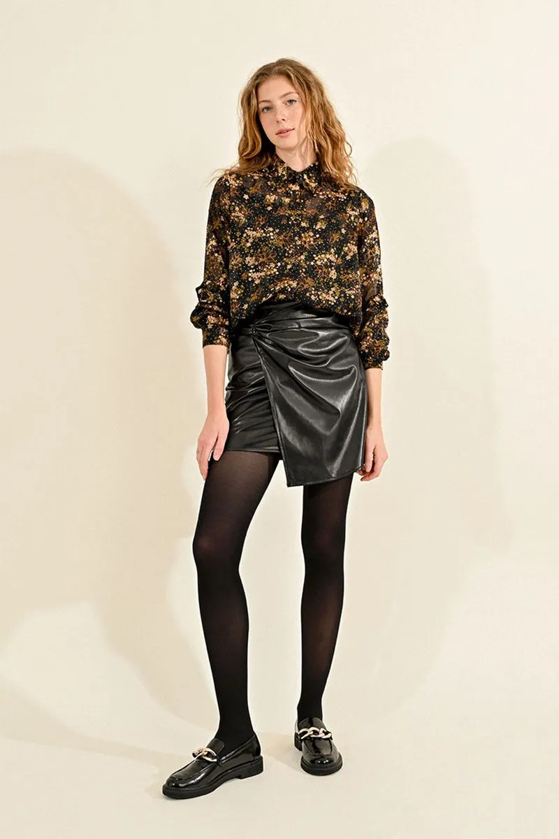 FAUX DRAPED MINI SKIRT