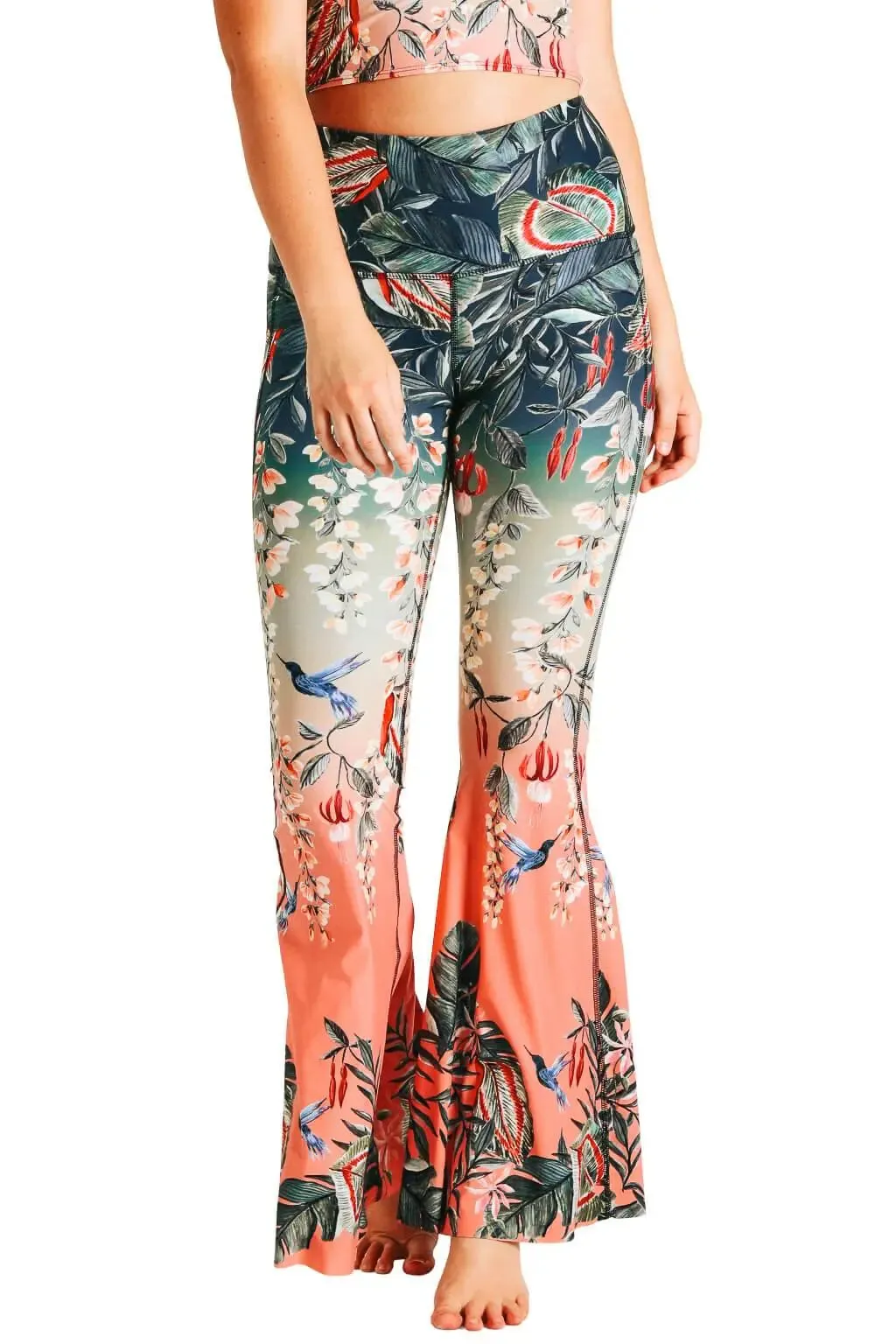 Feeling Ferntastic Printed Bell Bottoms by Yoga Democracy