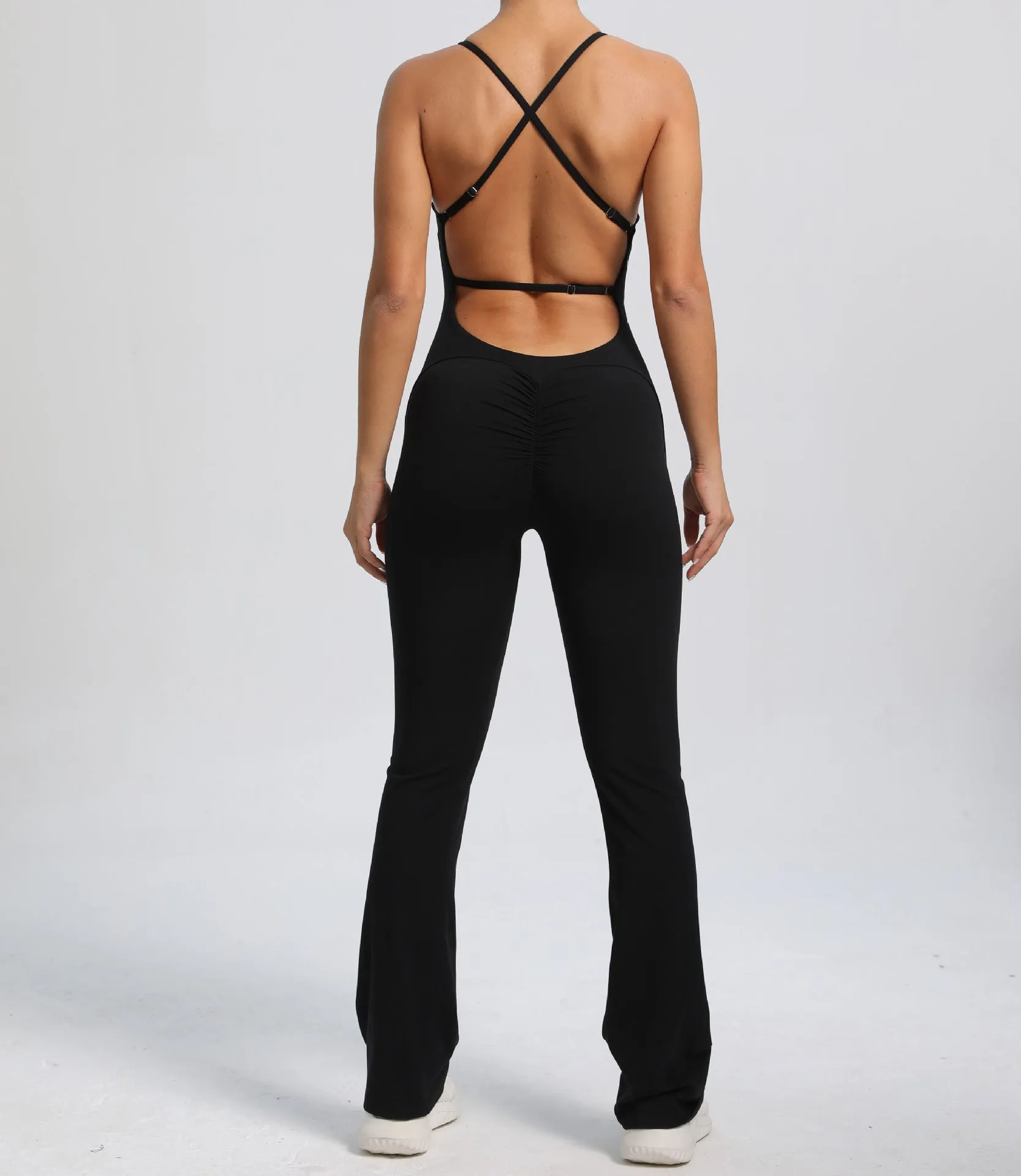 Fitness Yoga Running Simple Style Solid Color Full Length Jumpsuits