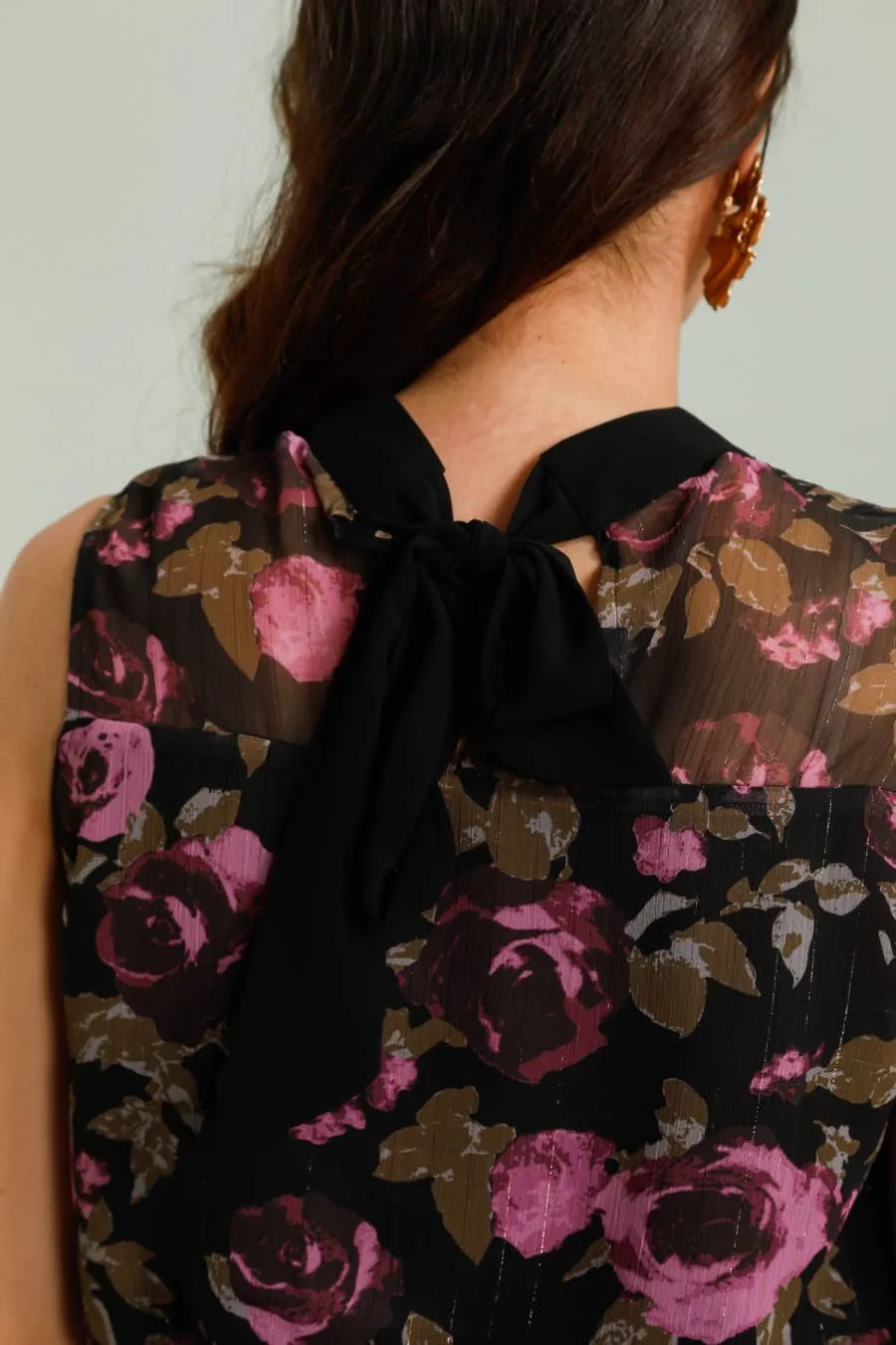 Floral Pattern Skirt with Purple Roses