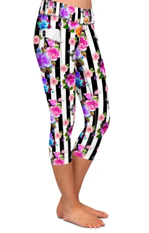 FLORAL STRIPES POCKET LEGGINGS - YOGA - EXCLUSIVE! BATCH 1 (WHOLESALE)