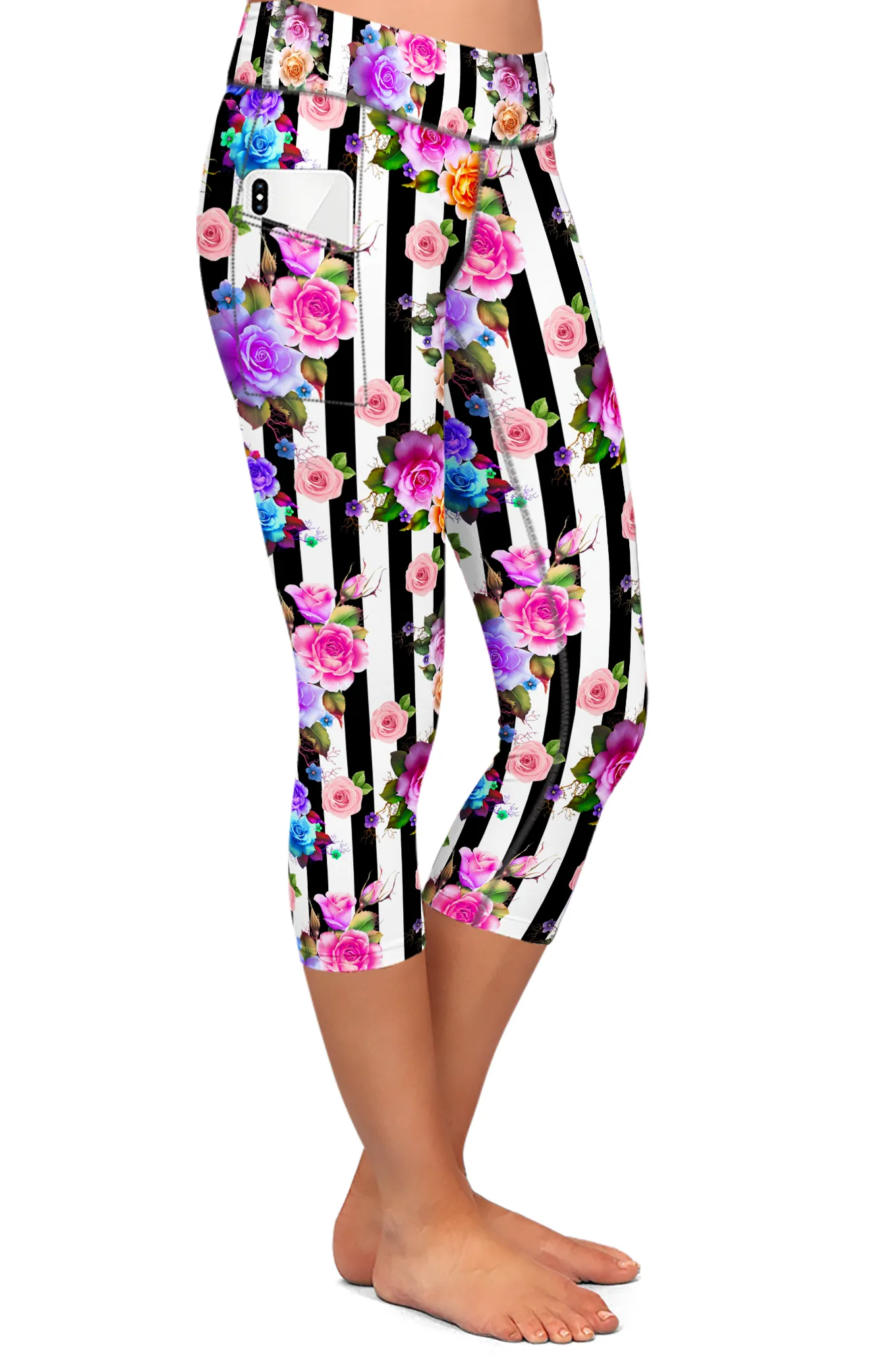 FLORAL STRIPES POCKET LEGGINGS - YOGA - EXCLUSIVE! BATCH 1 (WHOLESALE)