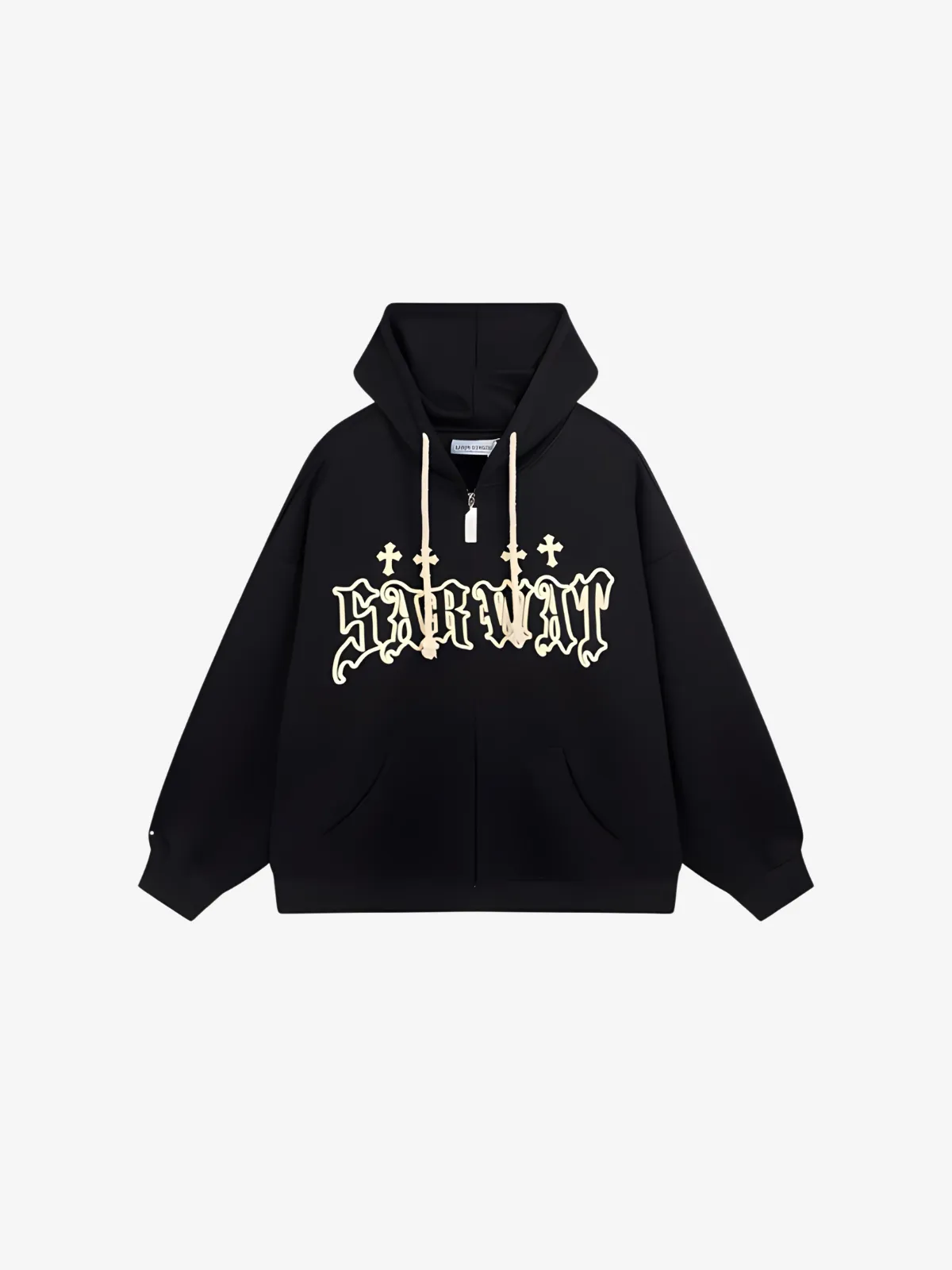 FOAM-LETTERED ZIP UP HOODIE