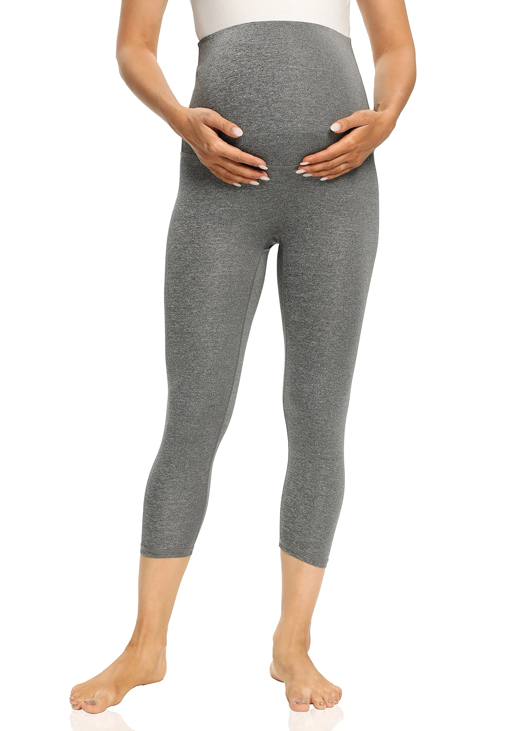 Foucome Women's Maternity Capri Leggings Over The Belly Pregnancy Active Workout Yoga Tights Pants