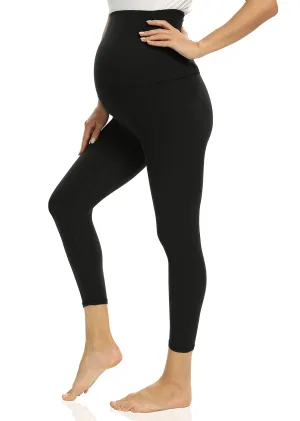 Foucome Women's Maternity Capri Leggings Over The Belly Pregnancy Active Workout Yoga Tights Pants