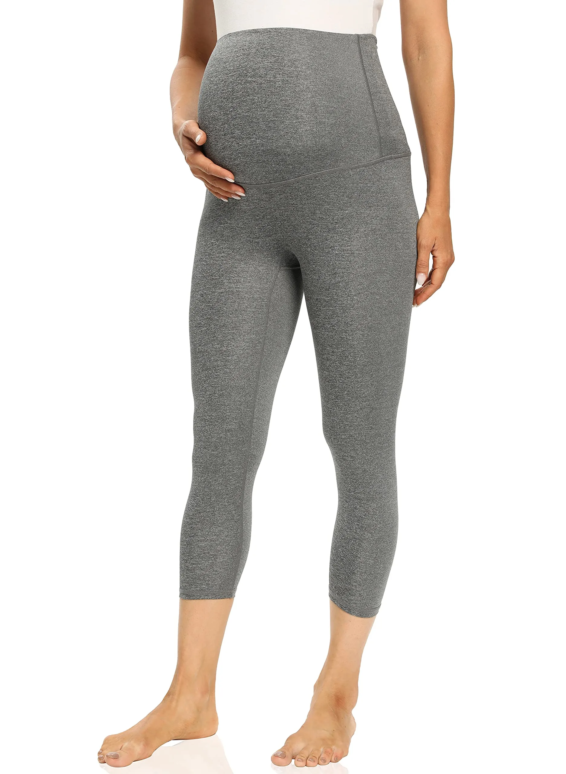 Foucome Women's Maternity Capri Leggings Over The Belly Pregnancy Active Workout Yoga Tights Pants