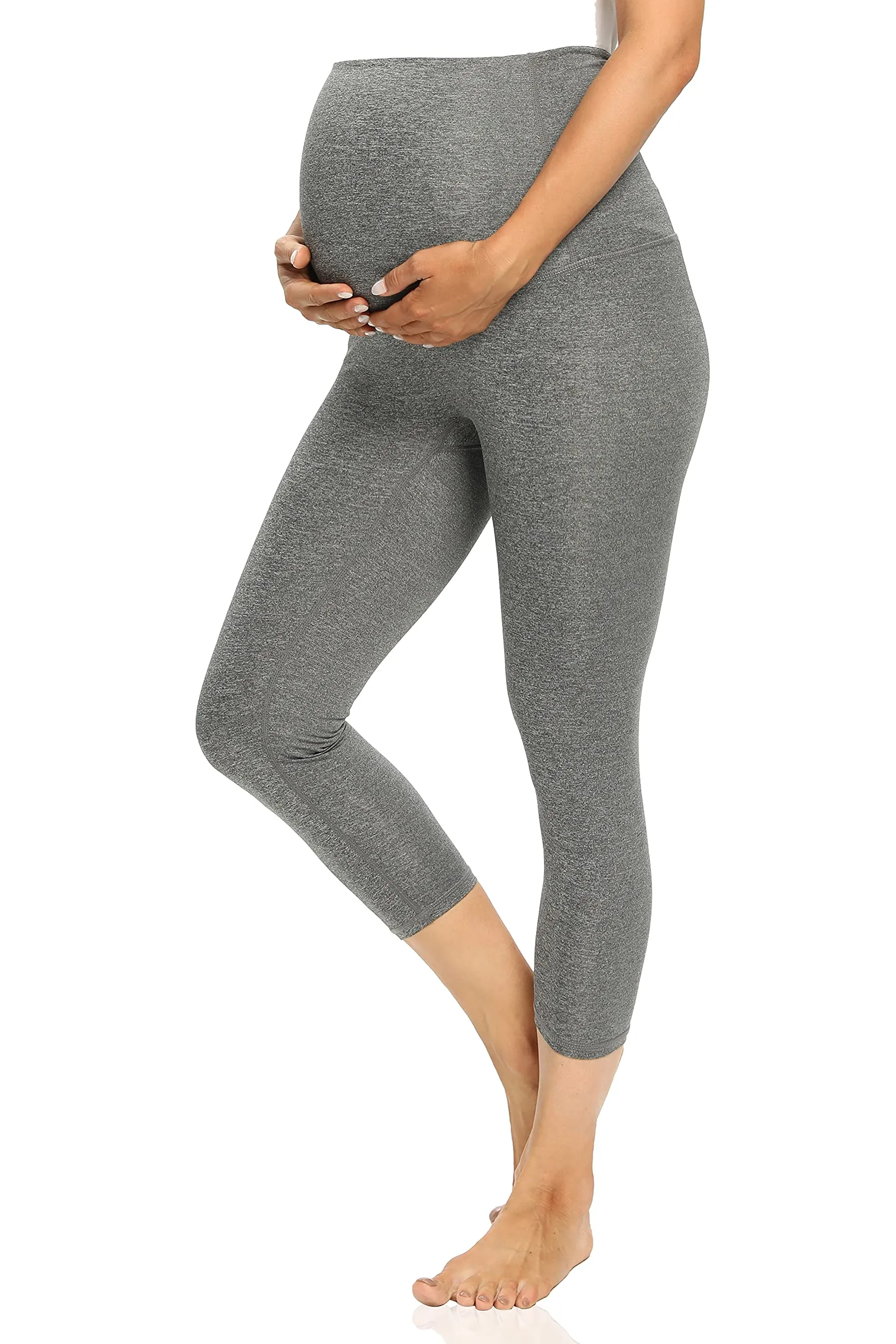 Foucome Women's Maternity Capri Leggings Over The Belly Pregnancy Active Workout Yoga Tights Pants