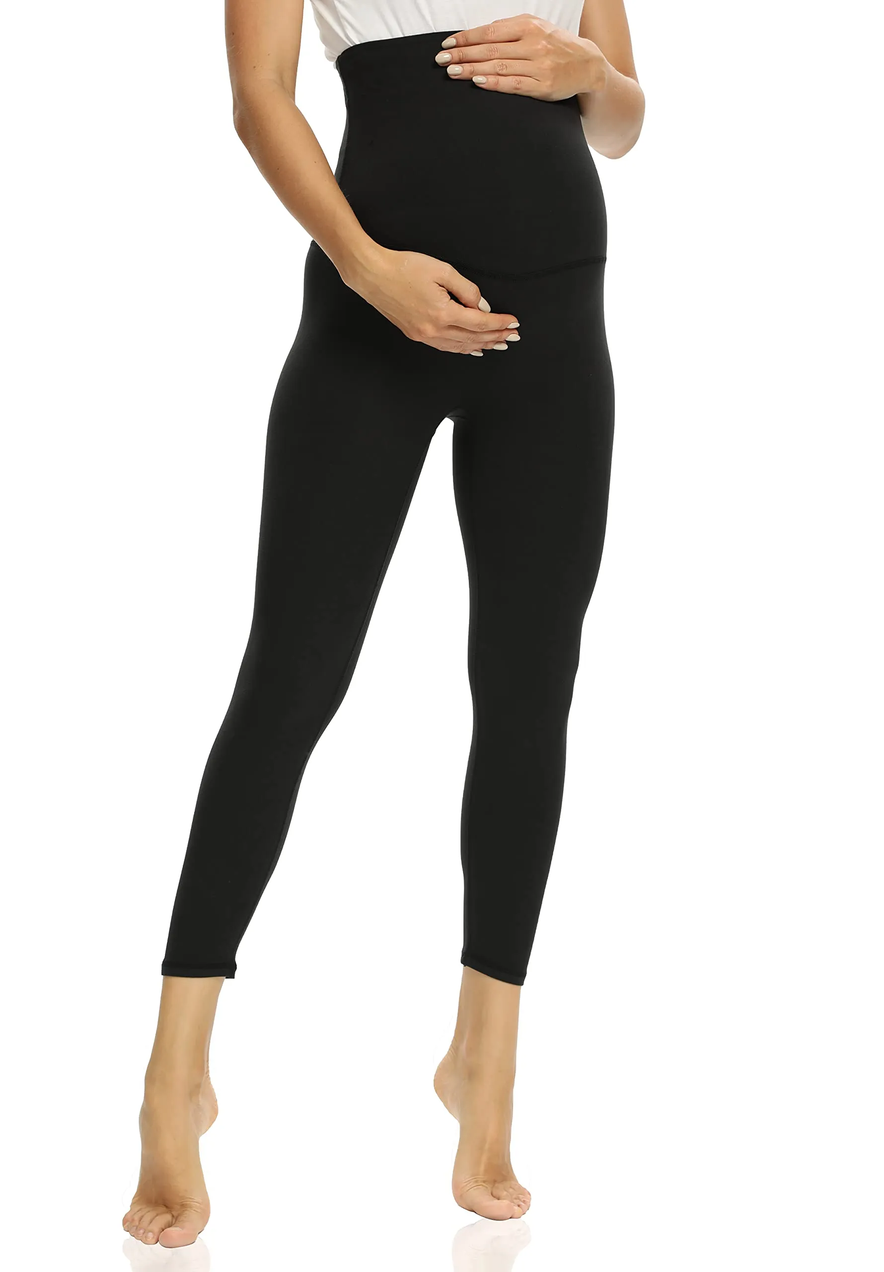 Foucome Women's Maternity Capri Leggings Over The Belly Pregnancy Active Workout Yoga Tights Pants