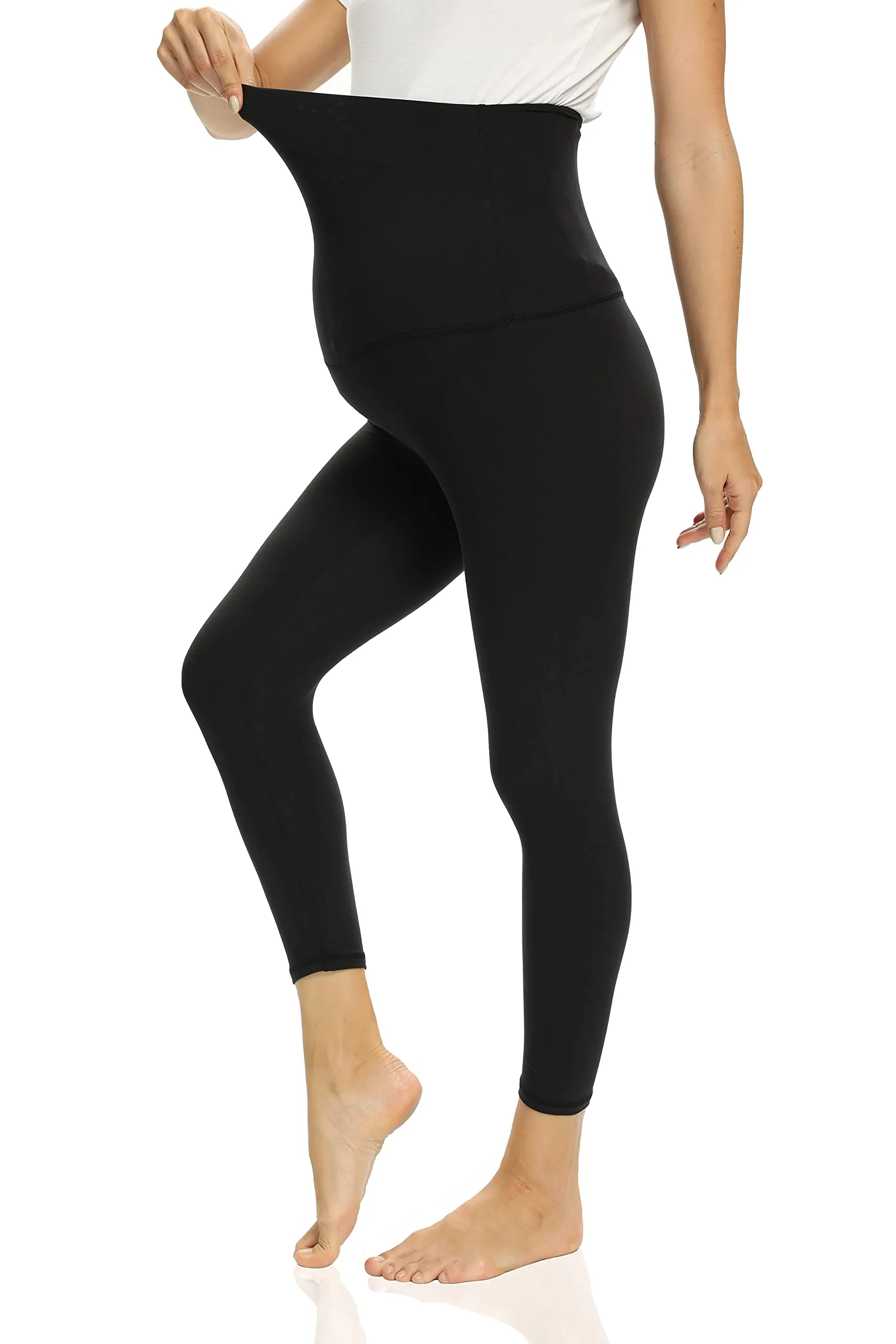 Foucome Women's Maternity Capri Leggings Over The Belly Pregnancy Active Workout Yoga Tights Pants