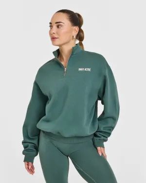 Foundations 1/4 Zip Sweatshirt With Printed Graphic | Iced Green