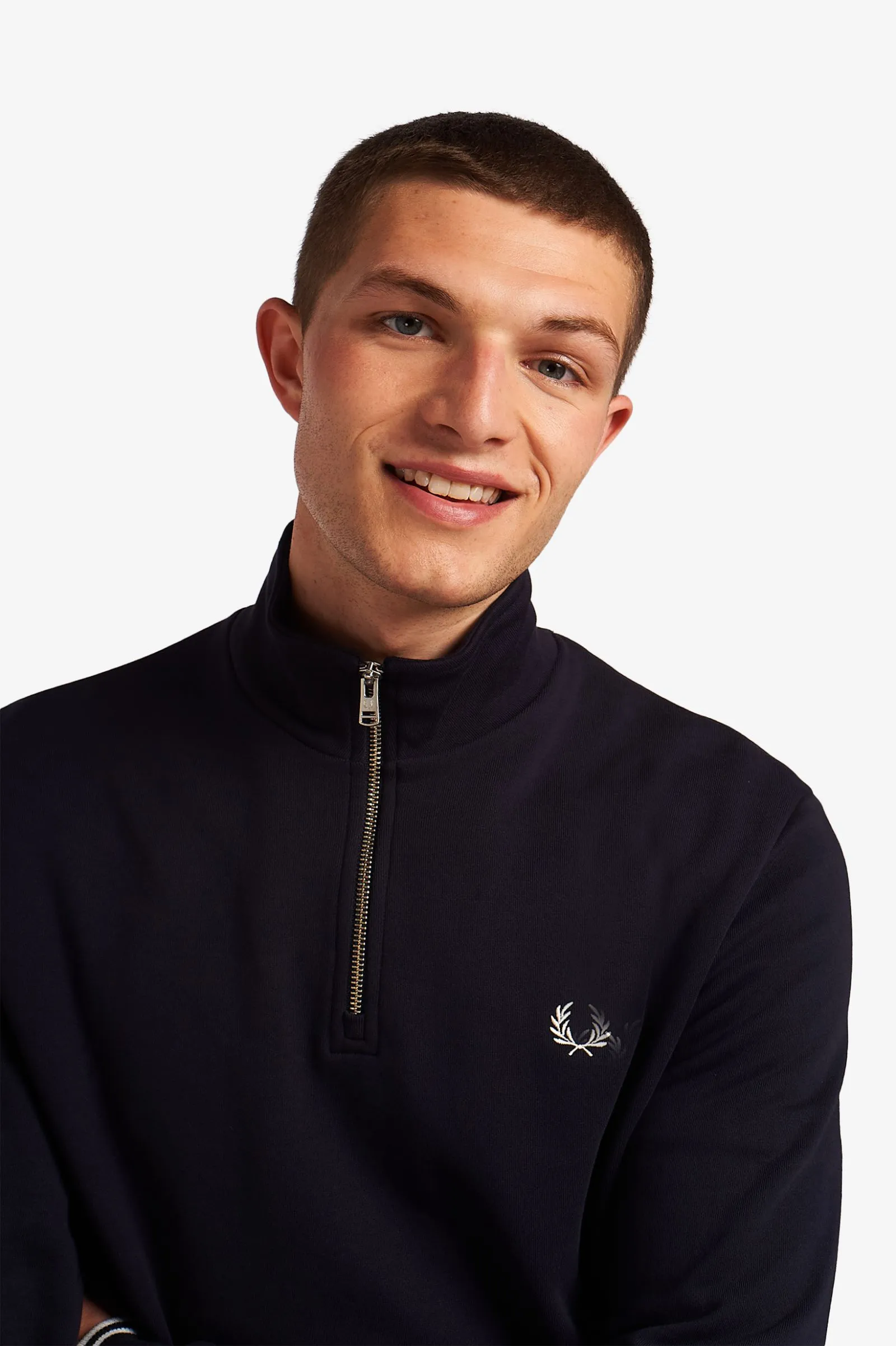 Fred Perry M1708 Half Zip Sweatshirt Navy