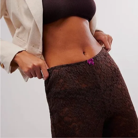 Free People All Day Lace Capris Brown / Shaved Chocolate  Small