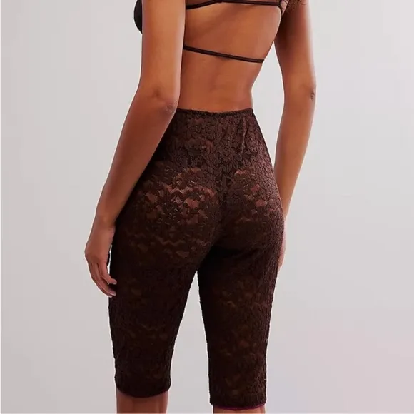 Free People All Day Lace Capris Brown / Shaved Chocolate  Small