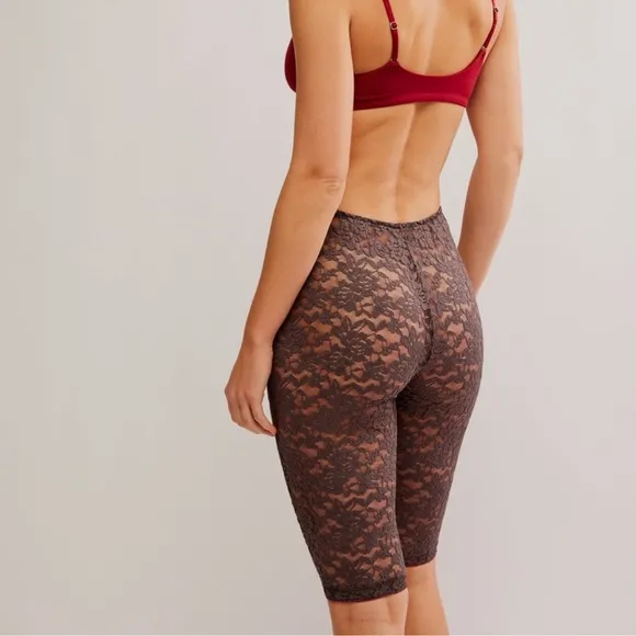 Free People All Day Lace Capris Brown / Shaved Chocolate  Small
