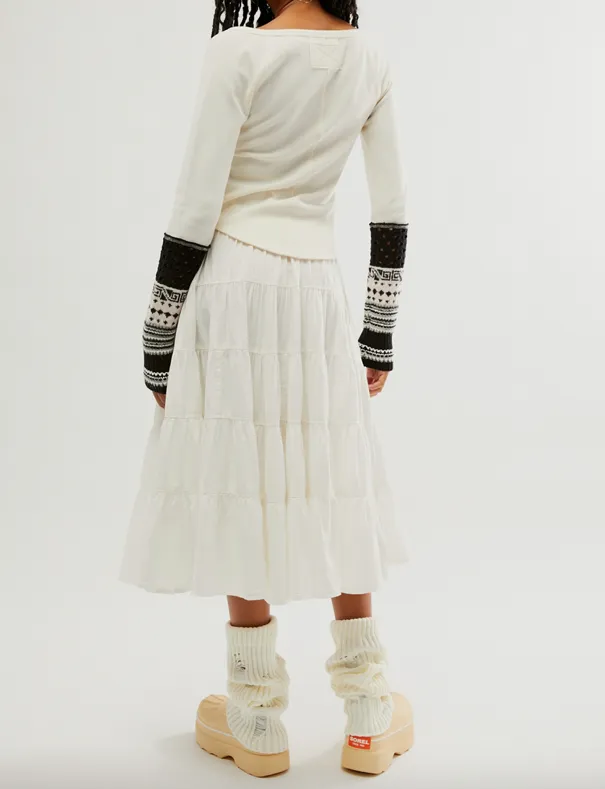 Full Swing Midi Skirt Ivory