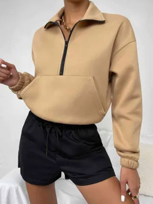 Gabriel Half-Zip Dropped Shoulder Sweatshirt