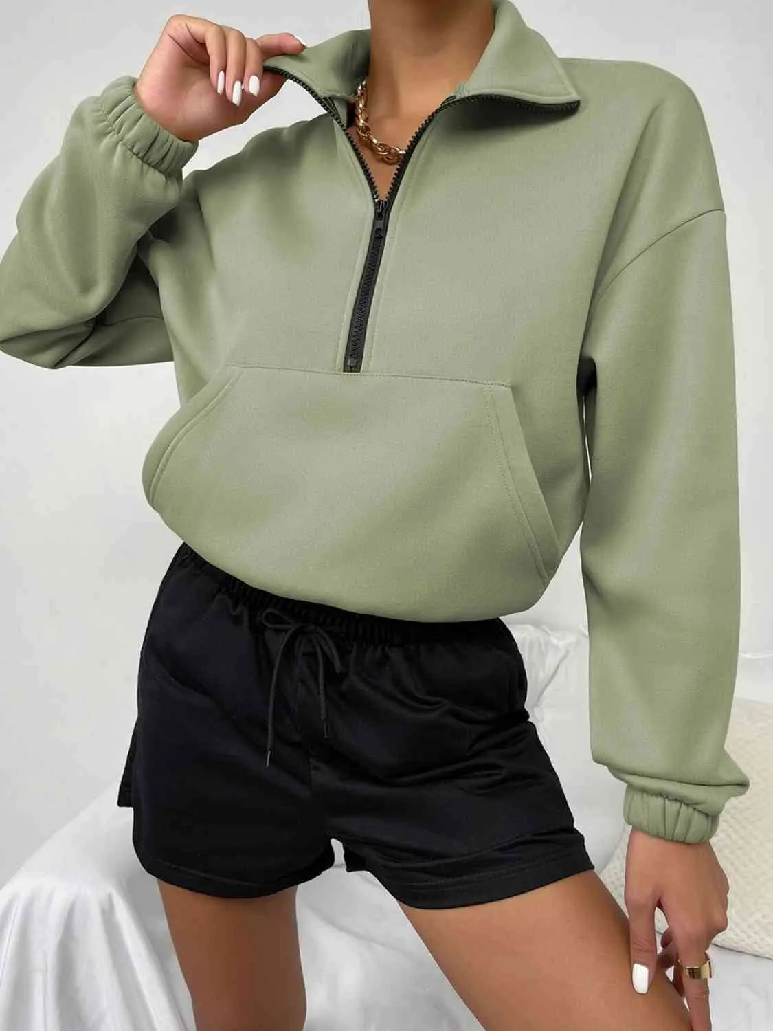 Gabriel Half-Zip Dropped Shoulder Sweatshirt