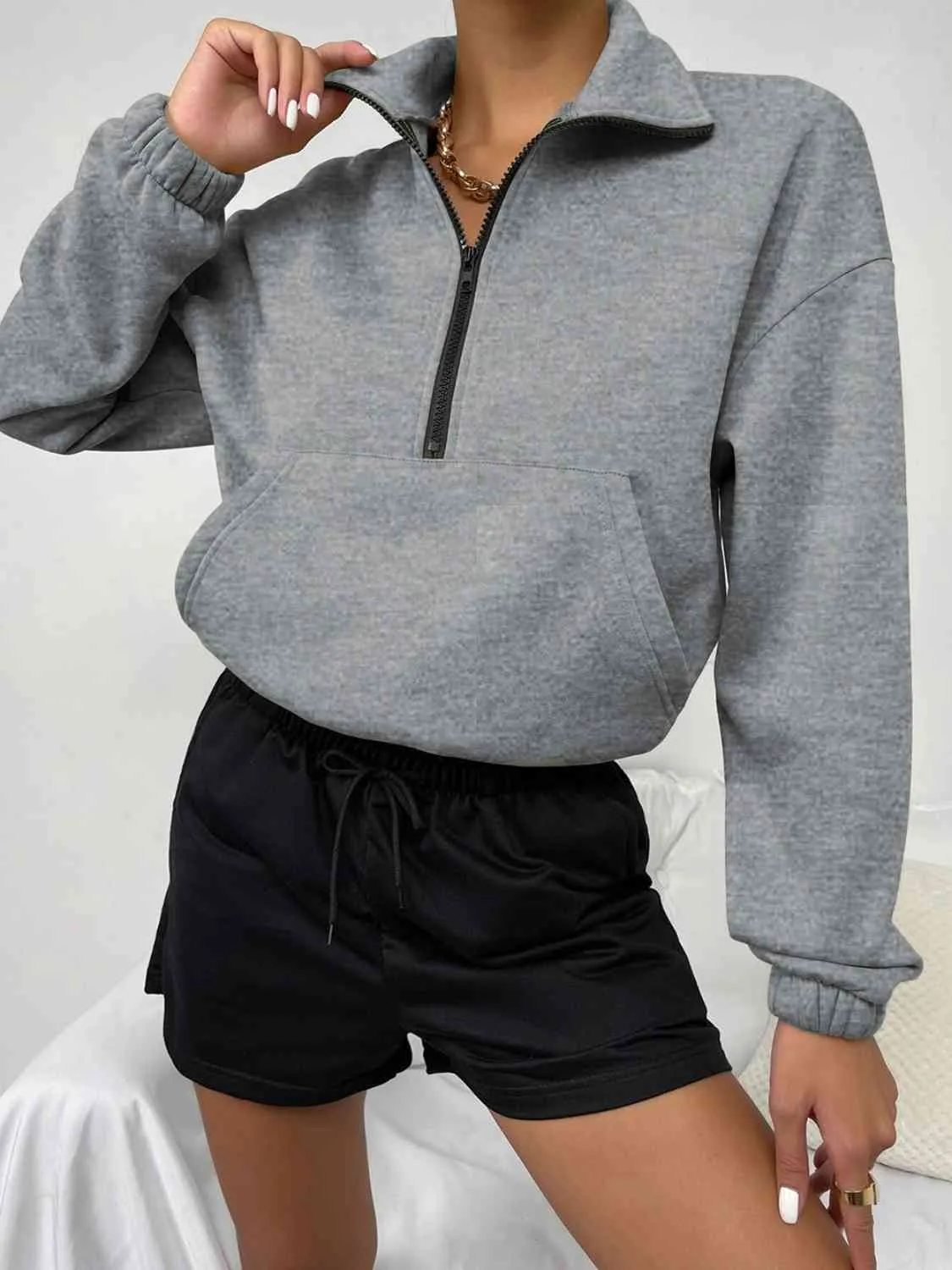 Gabriel Half-Zip Dropped Shoulder Sweatshirt