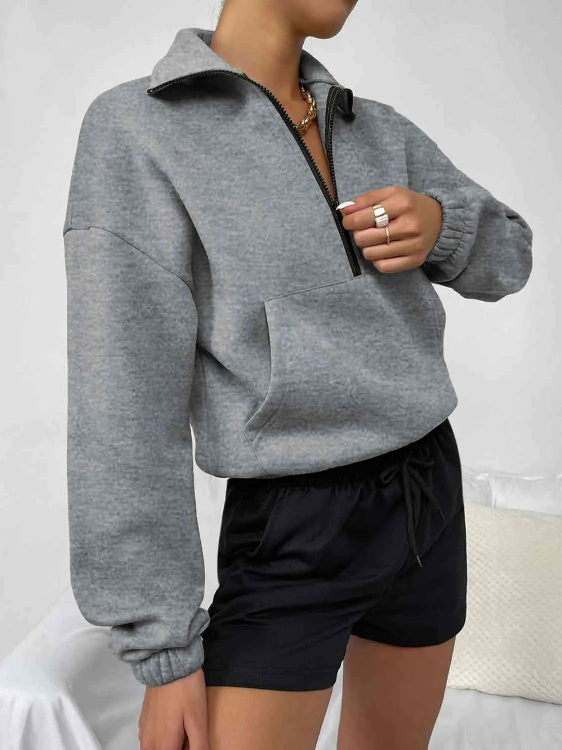 Gabriel Half-Zip Dropped Shoulder Sweatshirt