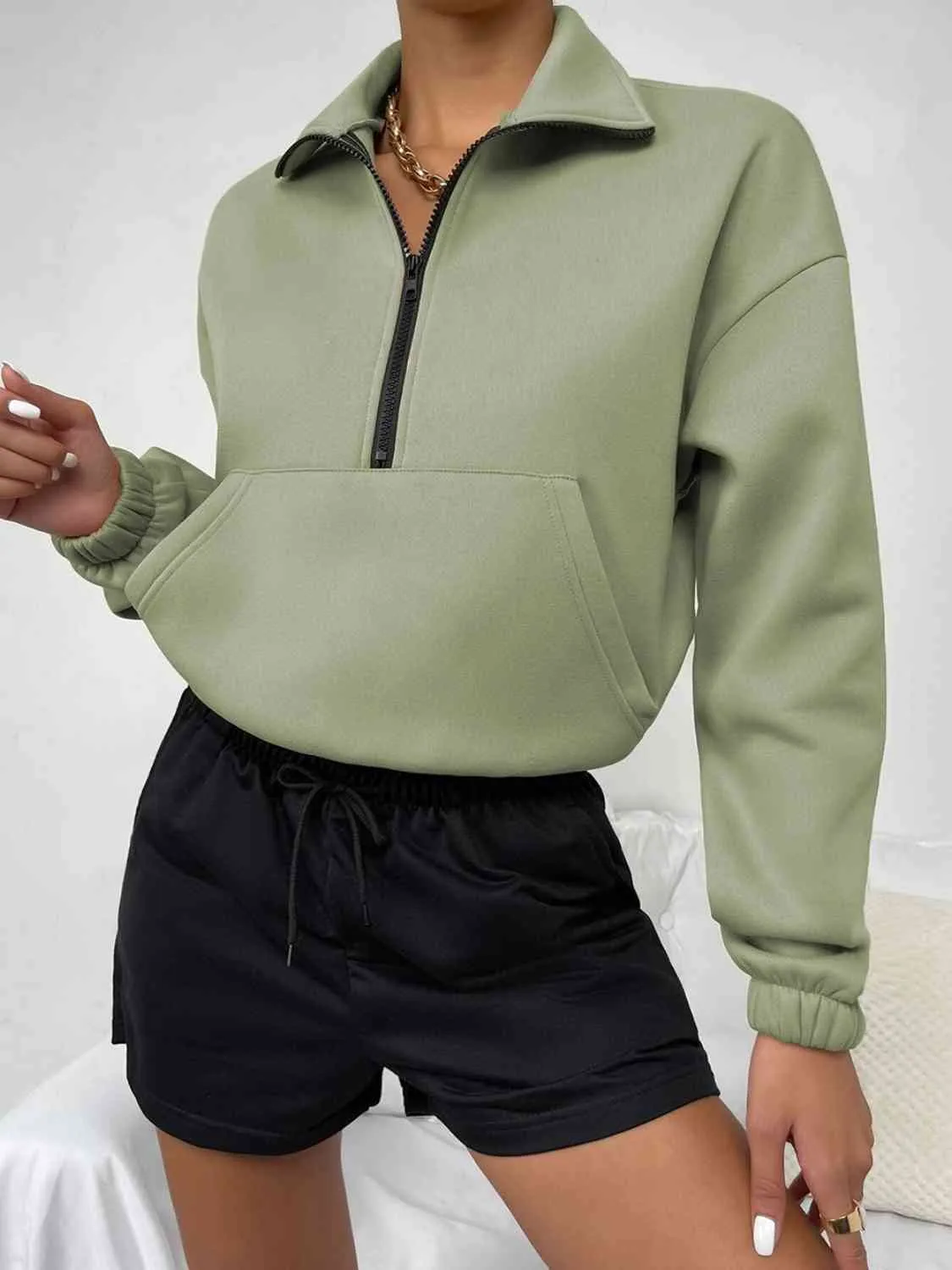 Gabriel Half-Zip Dropped Shoulder Sweatshirt