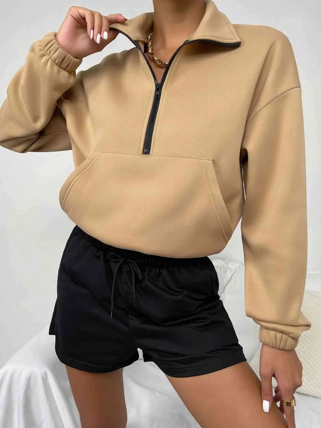 Gabriel Half-Zip Dropped Shoulder Sweatshirt