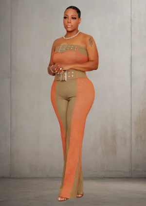 Golden Hour Ensemble Stretch Jumpsuit (Brown/Rust)