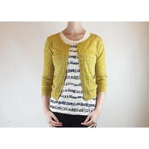 Gorman yellow and cream giraffe style print cardigan size 10 (tiny fit, best fits size 6)