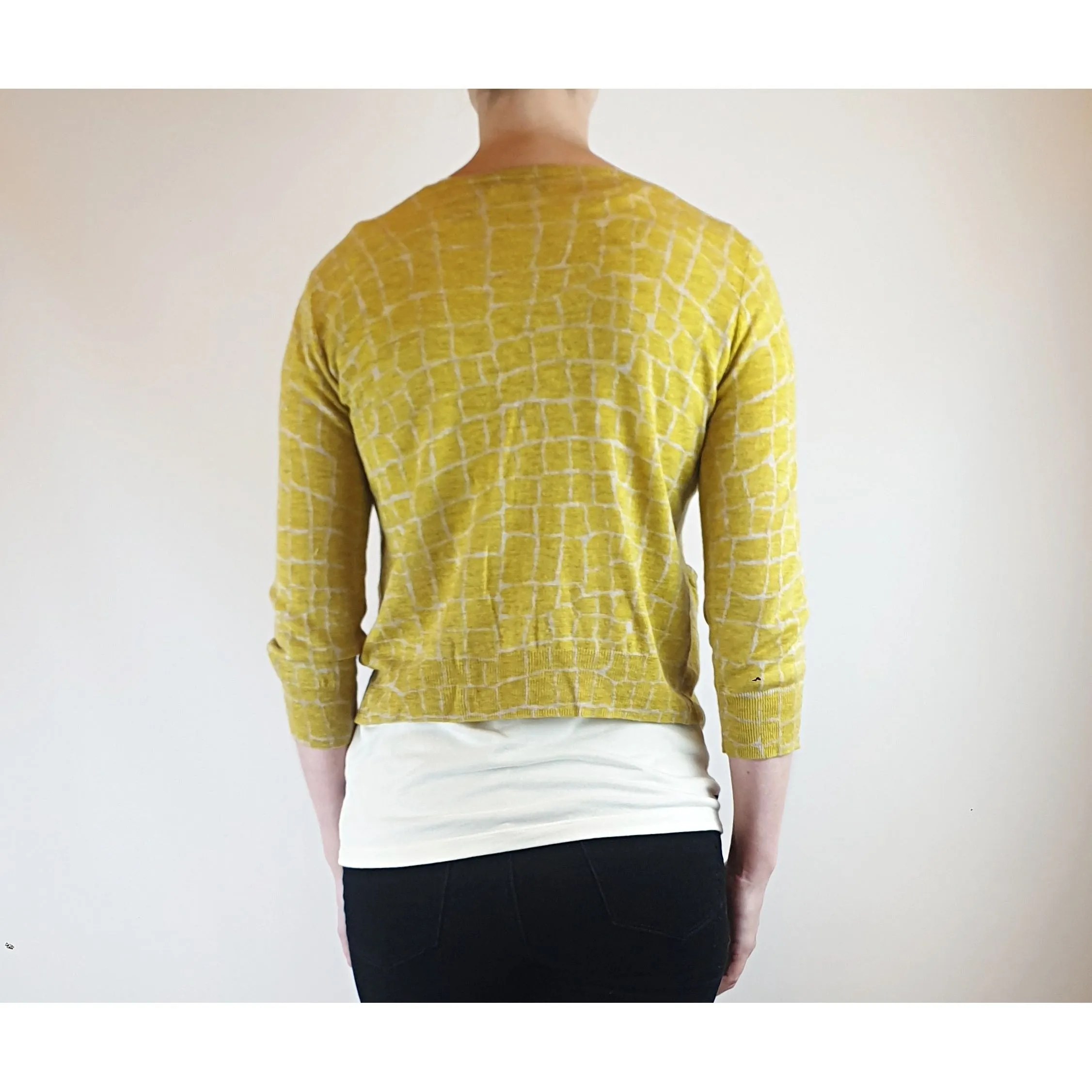 Gorman yellow and cream giraffe style print cardigan size 10 (tiny fit, best fits size 6)