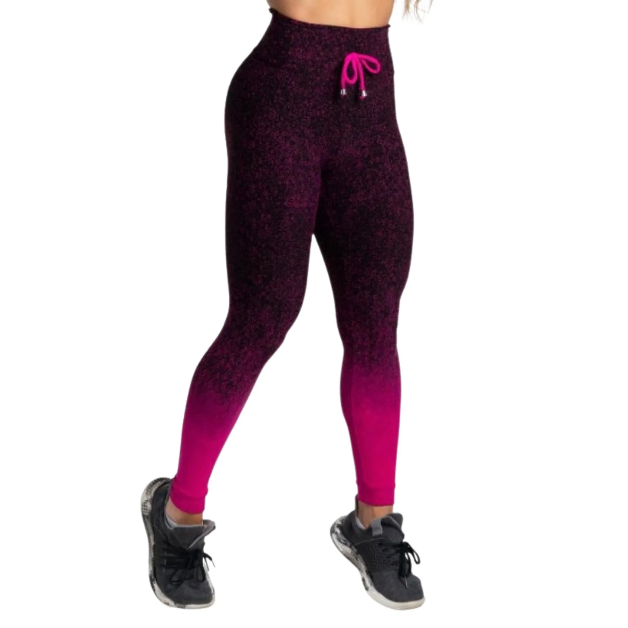 Gradient Pink Jacquard Leggings – High-Waisted, Soft Stretch, Comfortable Fit