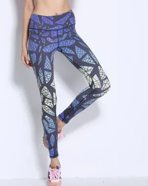 Gradient Print Quick Dry Sporting Leggings Women Fashion Casual Compression Pants Bird's Nest Printing Legging Leggins