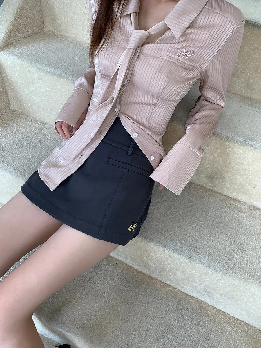 gray high waist skirt