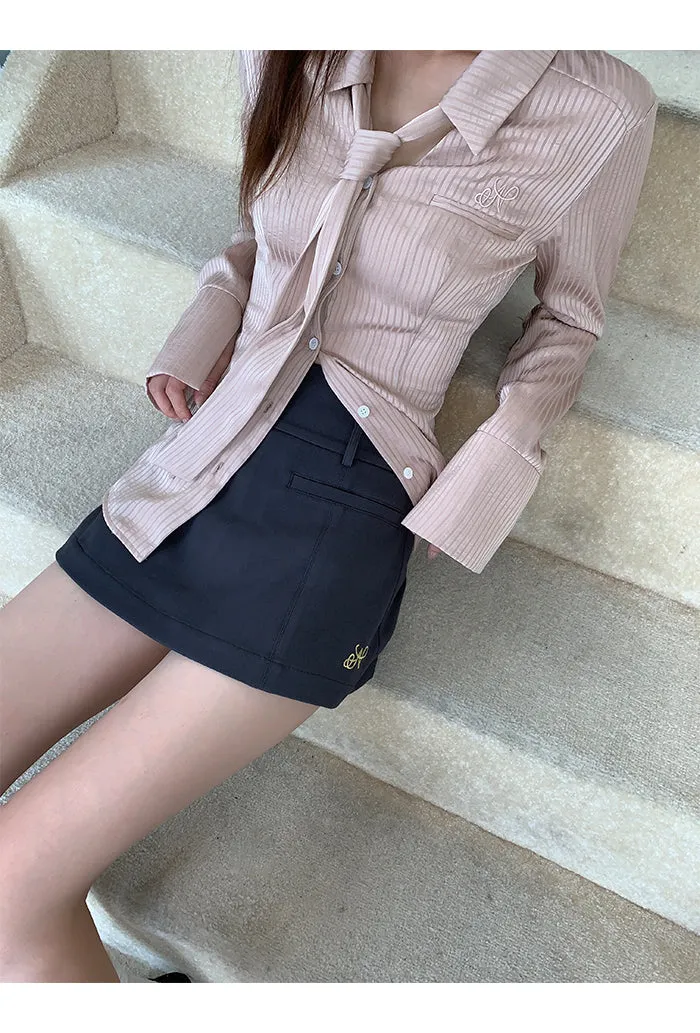 gray high waist skirt