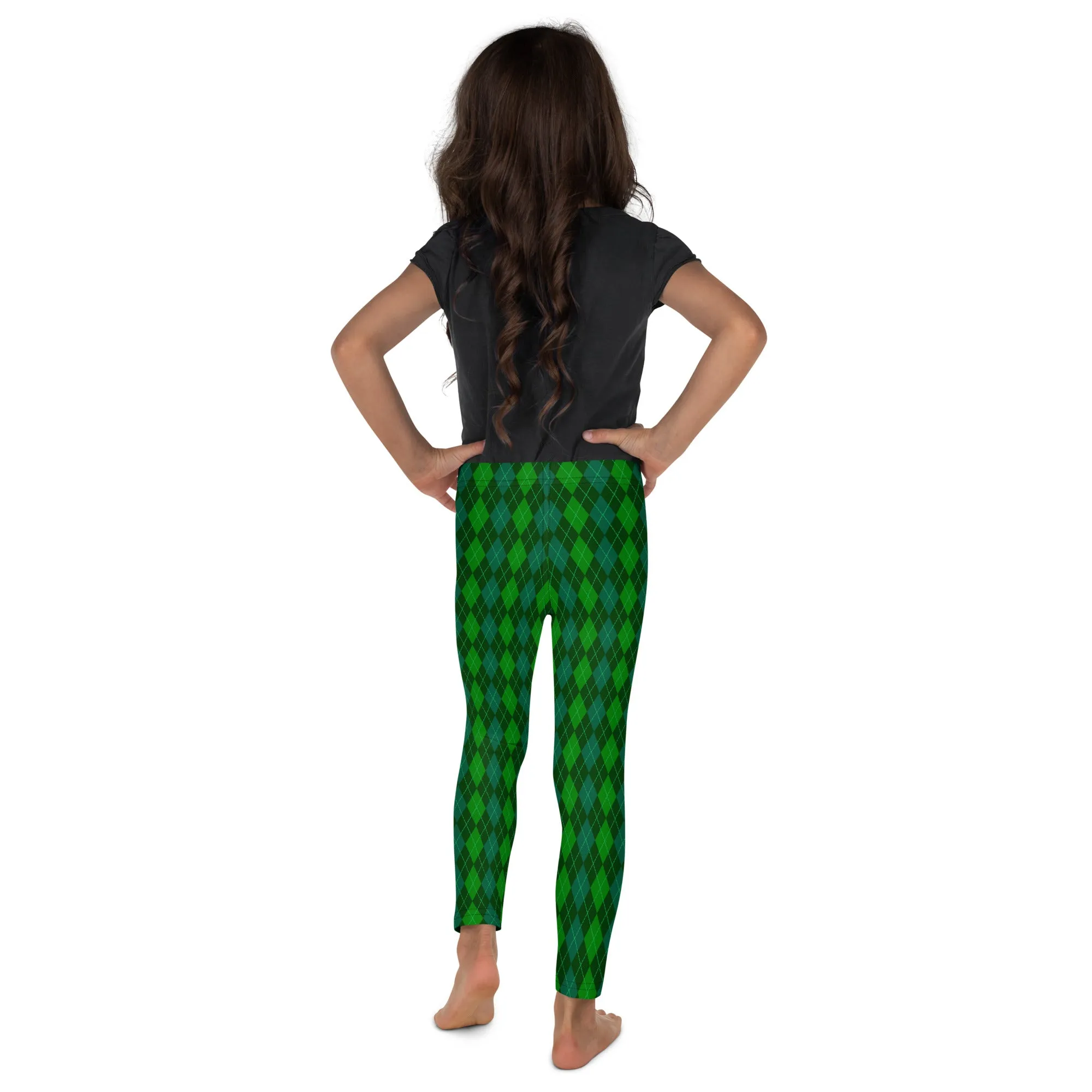Green Argyle Kid's Leggings