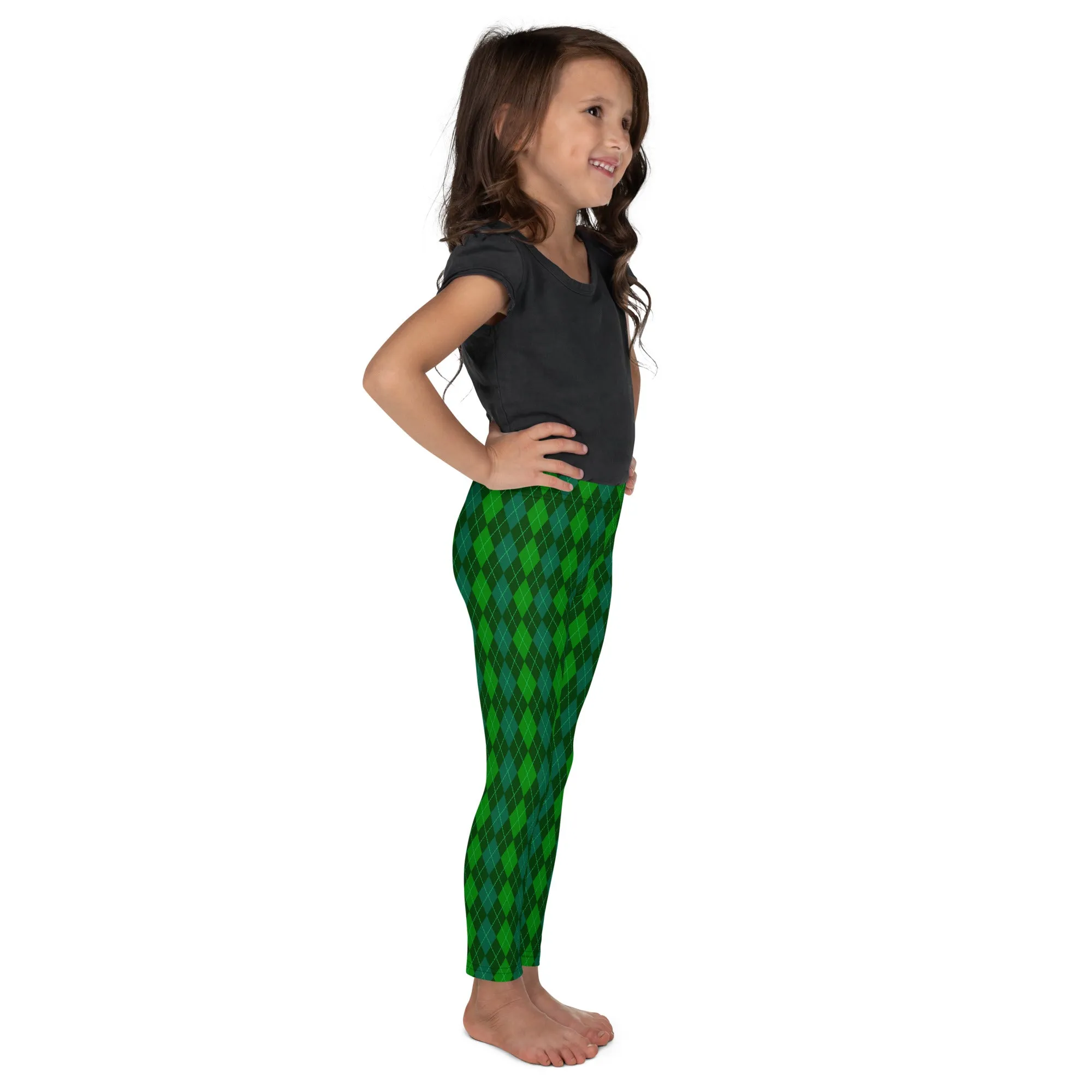 Green Argyle Kid's Leggings