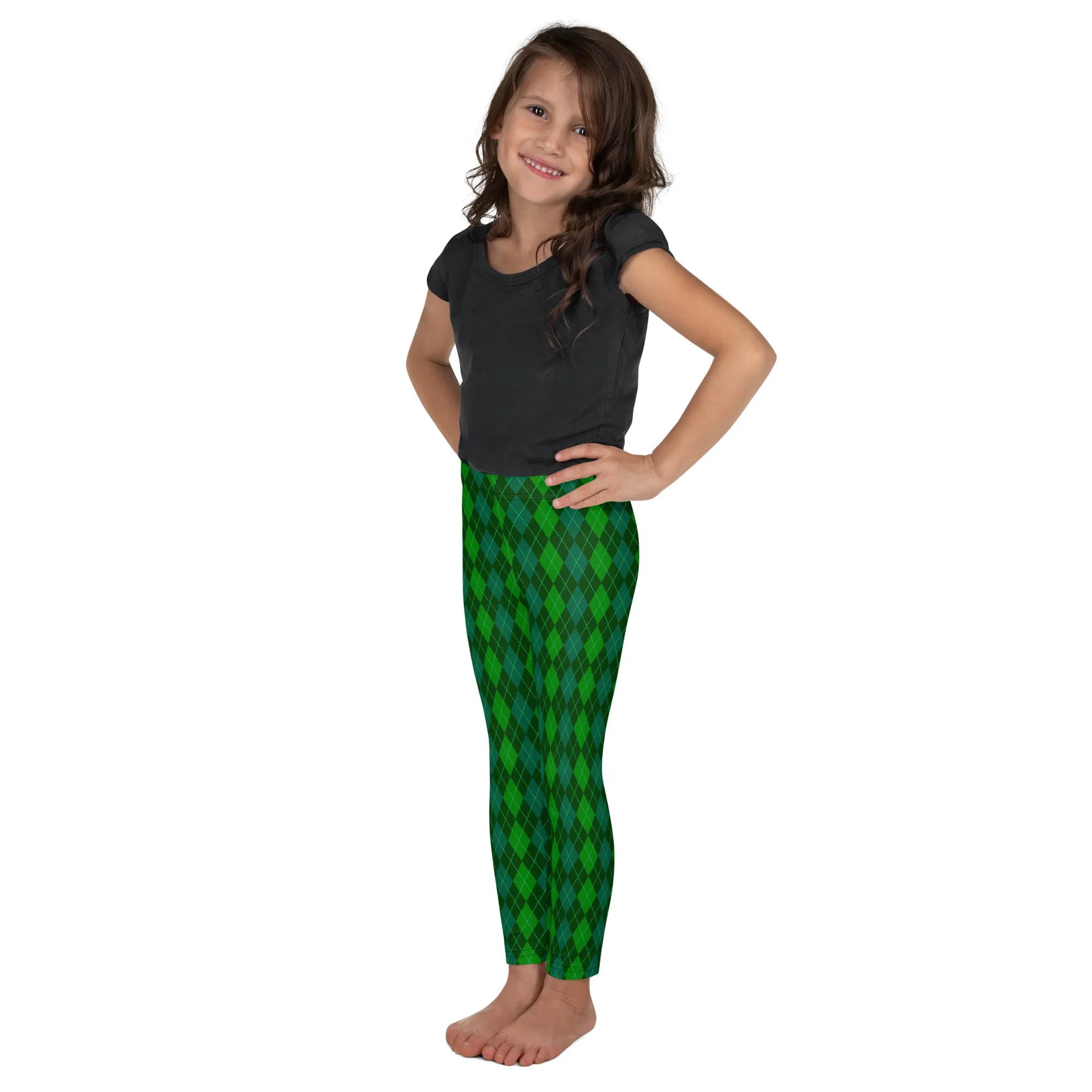 Green Argyle Kid's Leggings
