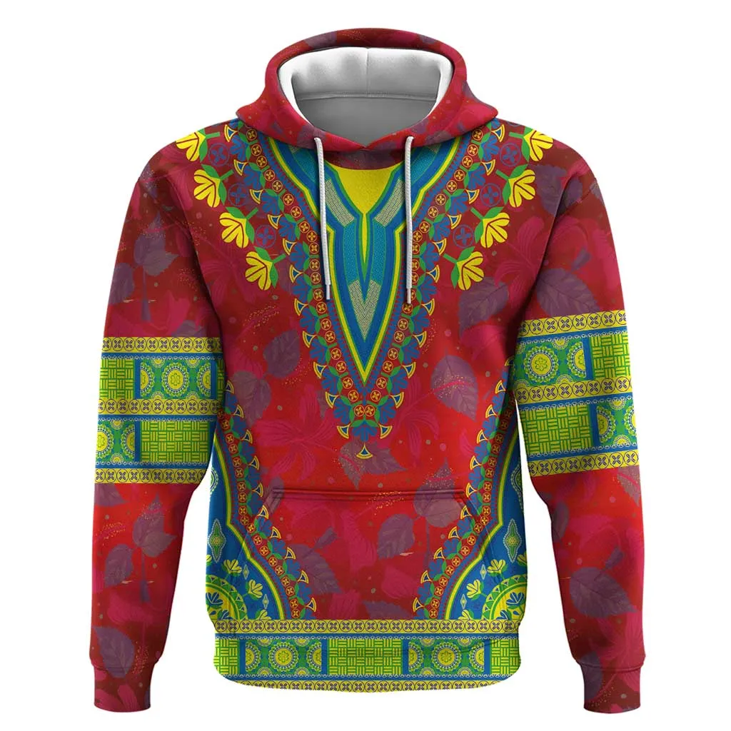 Haiti Zip Hoodie Choeblack Dashiki Style Red Color LT03