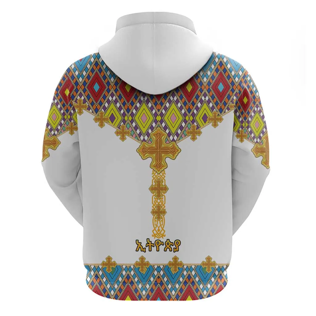 Happy Ethiopian Timkat Zip Hoodie Cross Mix Tilet Pattern LT15