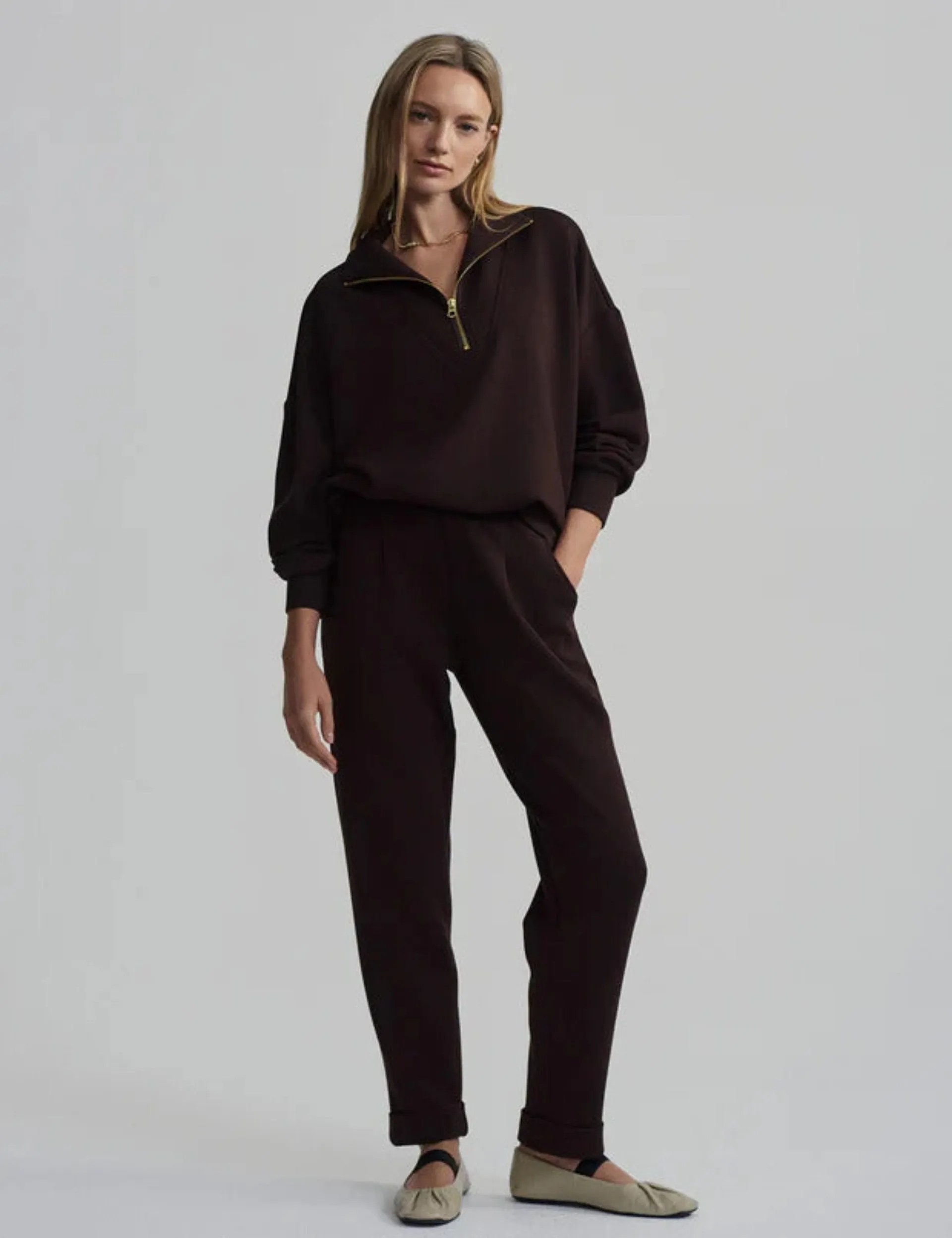 Hawley Half Zip Sweat - Coffee Bean