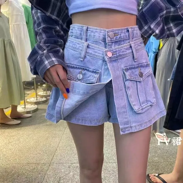 High Waist Fake Two-piece Shorts Skirt
