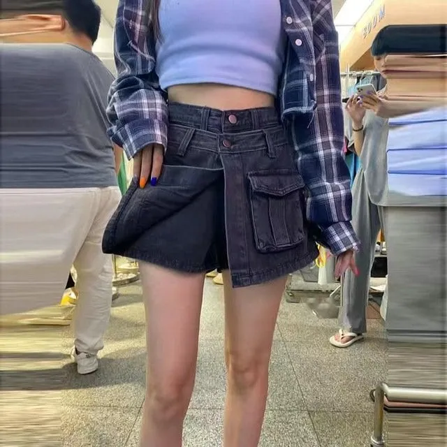 High Waist Fake Two-piece Shorts Skirt