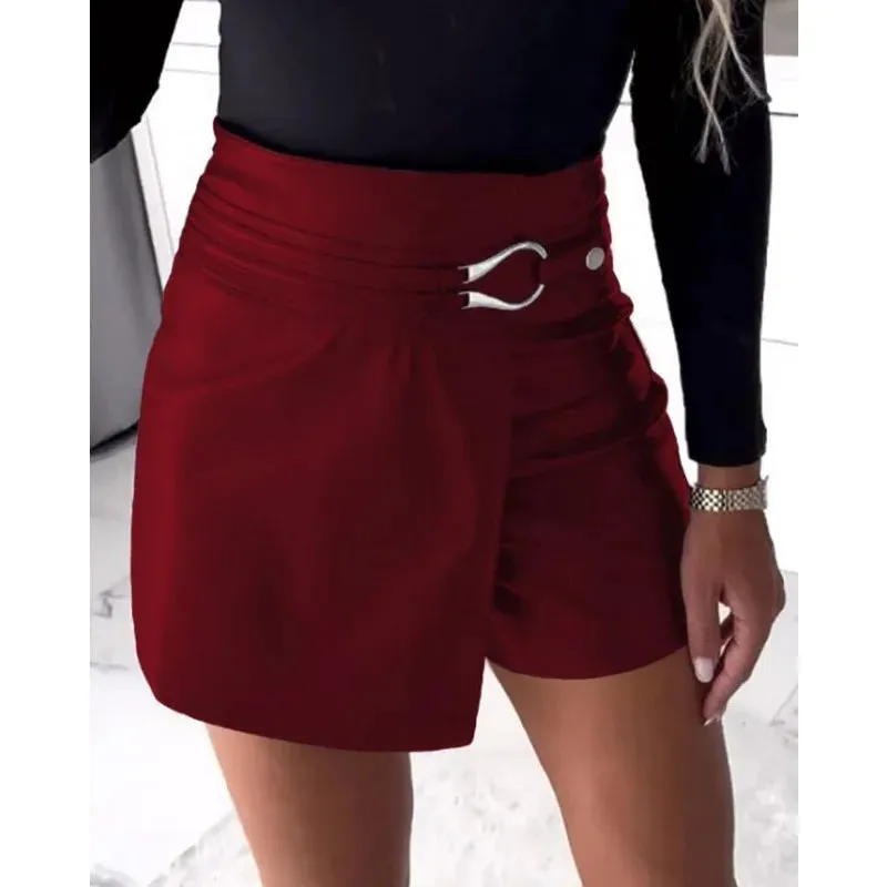 High Waist Leathers Black Short Skorts