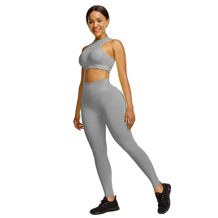 High waist leggings sport fitness custom tracksuit yoga wear pants set
