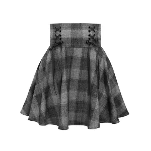 High Waist Plaid Mini Skirts