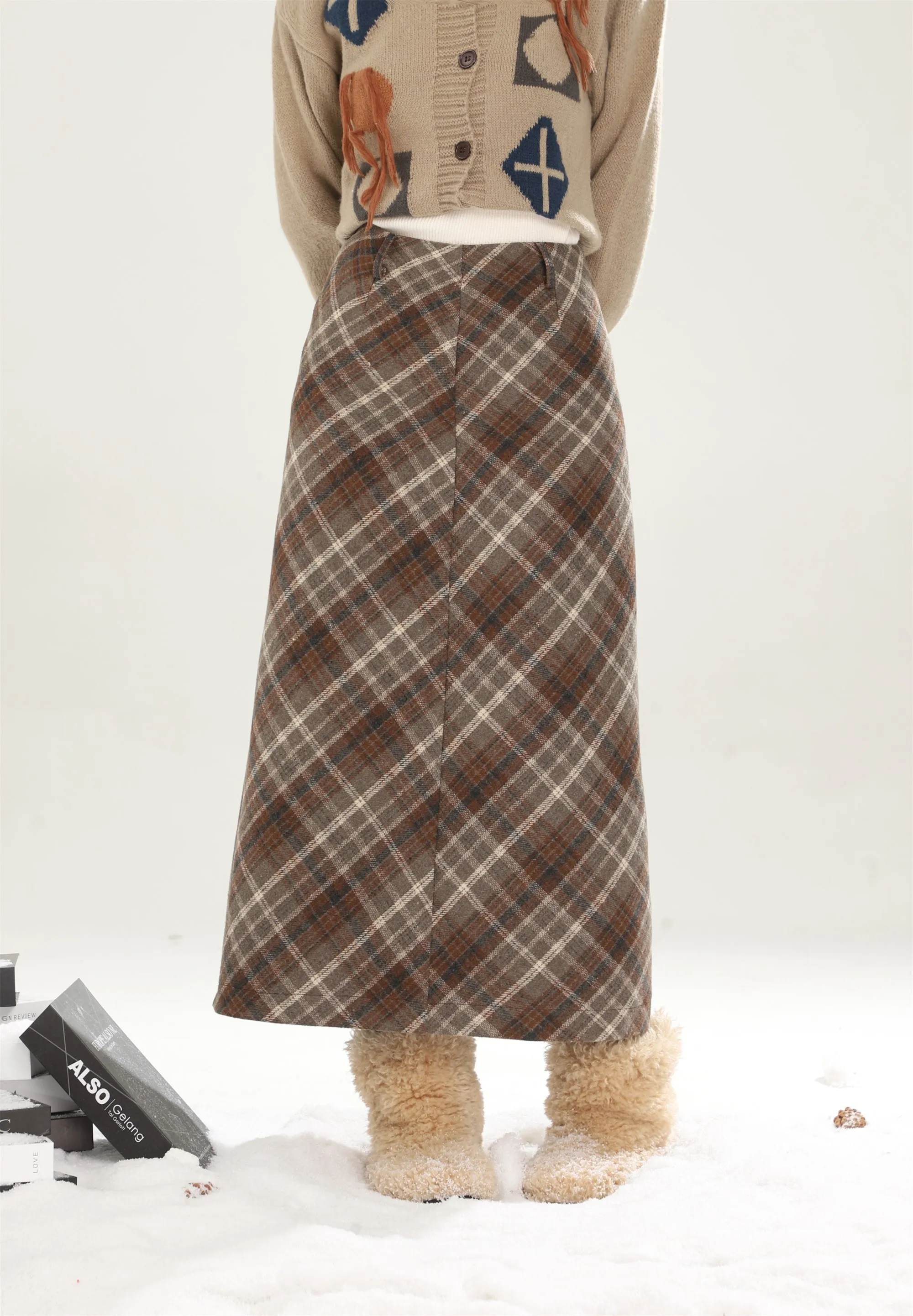 High waist plaid short skirt
