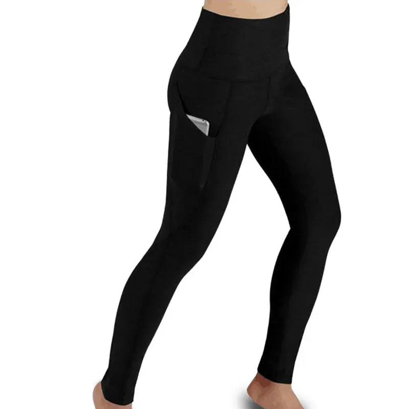 High Waist Seamless Yoga Leggings – Tummy Control Ruched Booty Compression Tights with Pockets