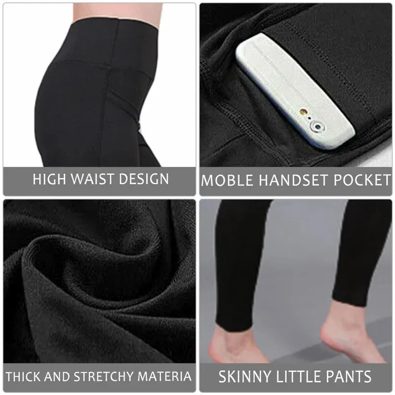 High Waist Seamless Yoga Leggings – Tummy Control Ruched Booty Compression Tights with Pockets